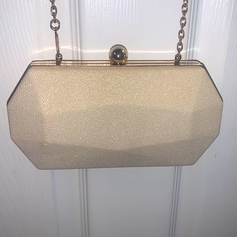 Gold & Cream Shimmery Clutch Crossbody Bag